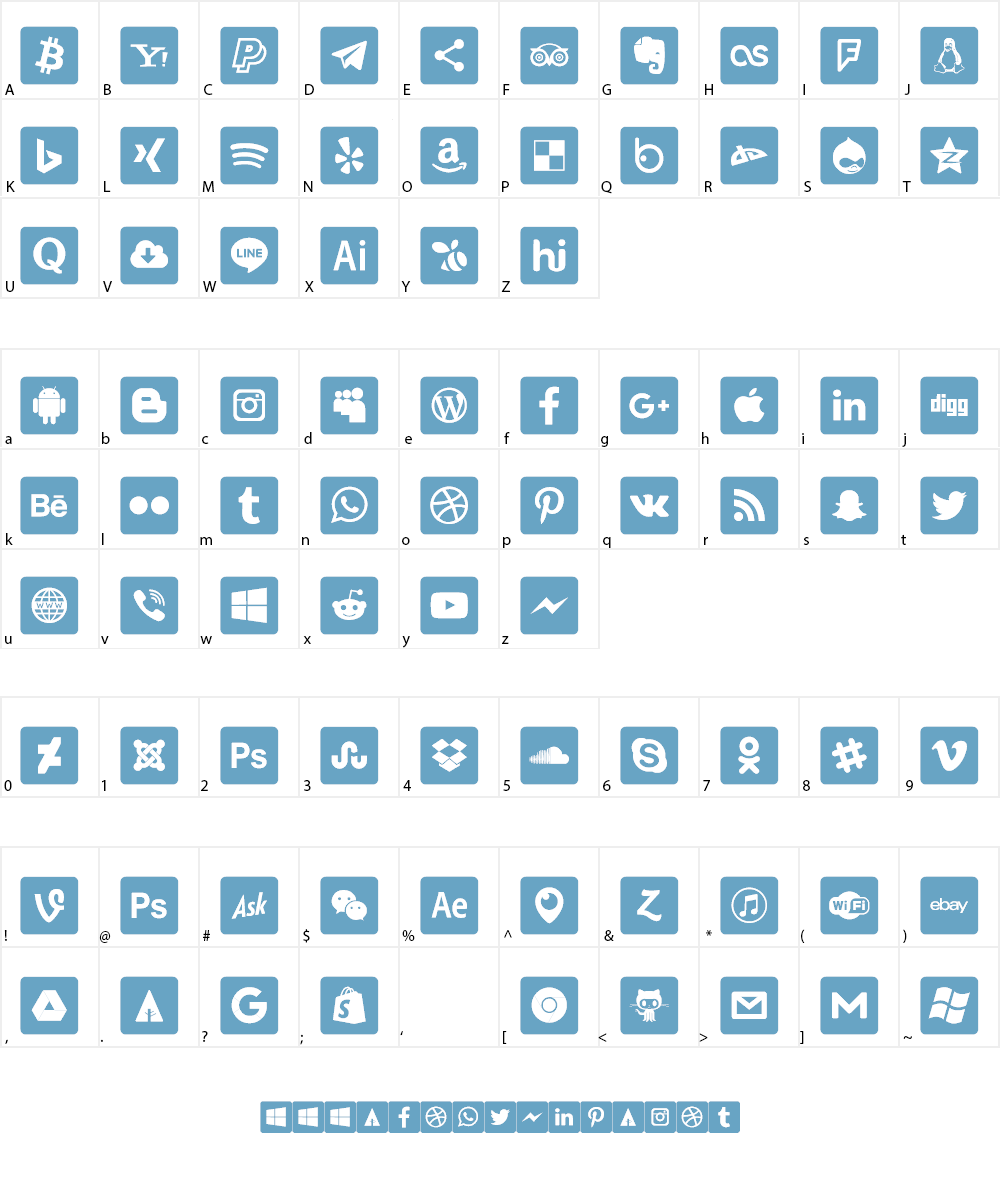 Social Media 2019 Font Character